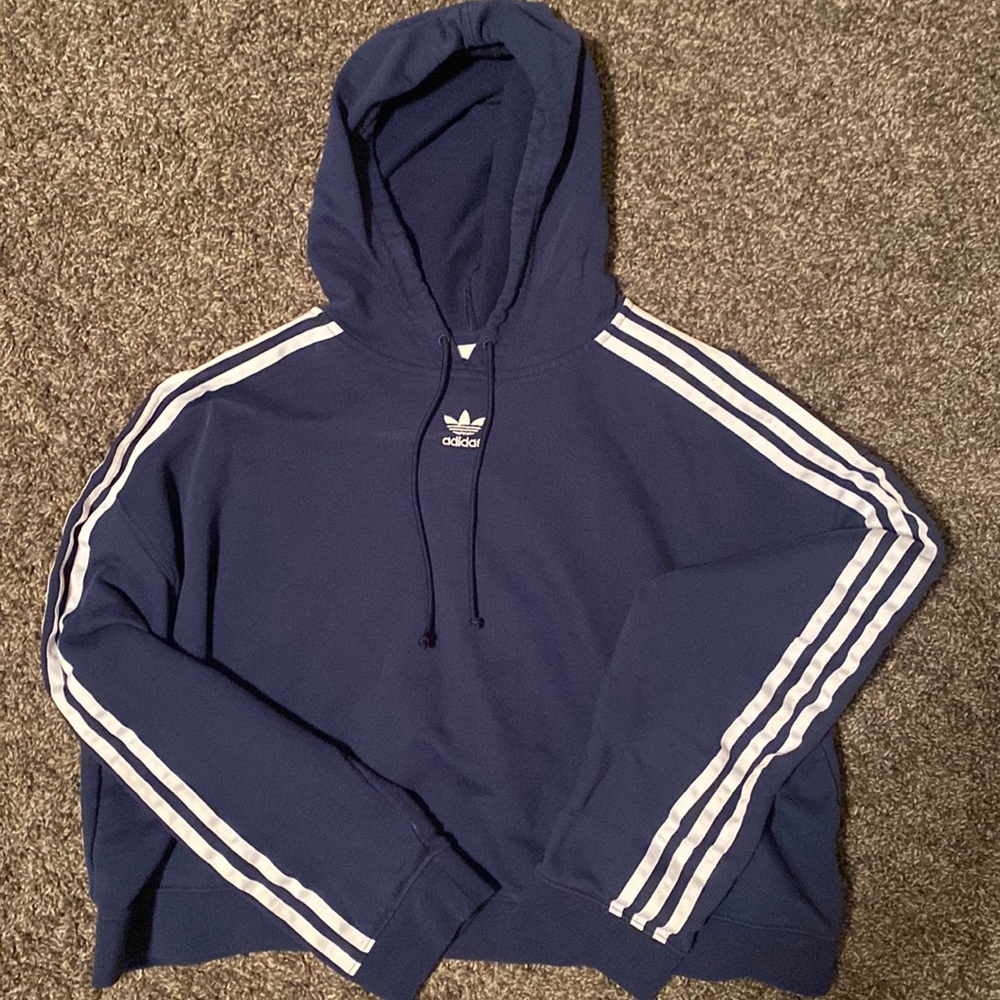 Cropped navy adidas hoodie